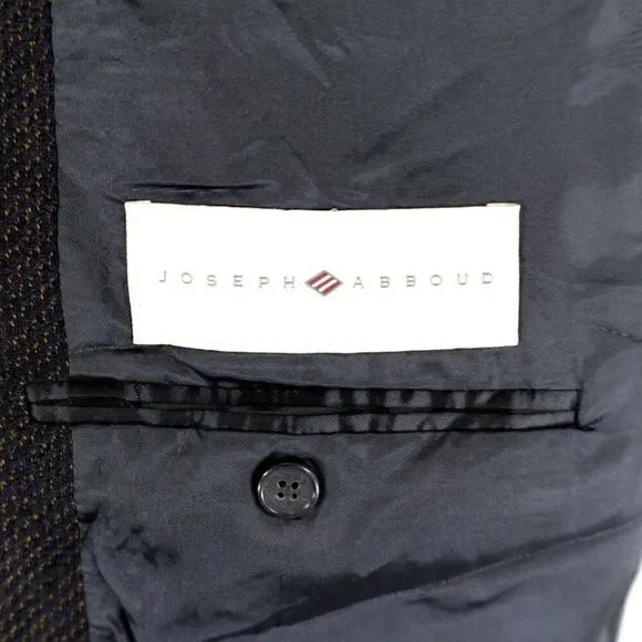 Joseph‎ Abboud Soft Tweed Wool Blue Black Tan Check 3 Button Sport Coat 44R